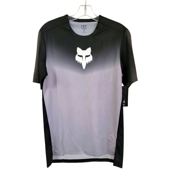 Fox Black and Gray Short Sleeve Tee with Gradient Design Flexair Jersey NWT! - Picture 1 of 6